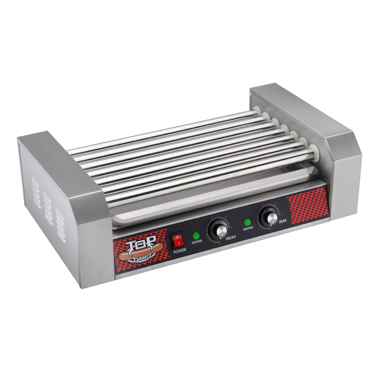 Stainless Steel Hot Dog Roller Machine 7 Rollers Cooks 18 Hot Dogs 1400W
